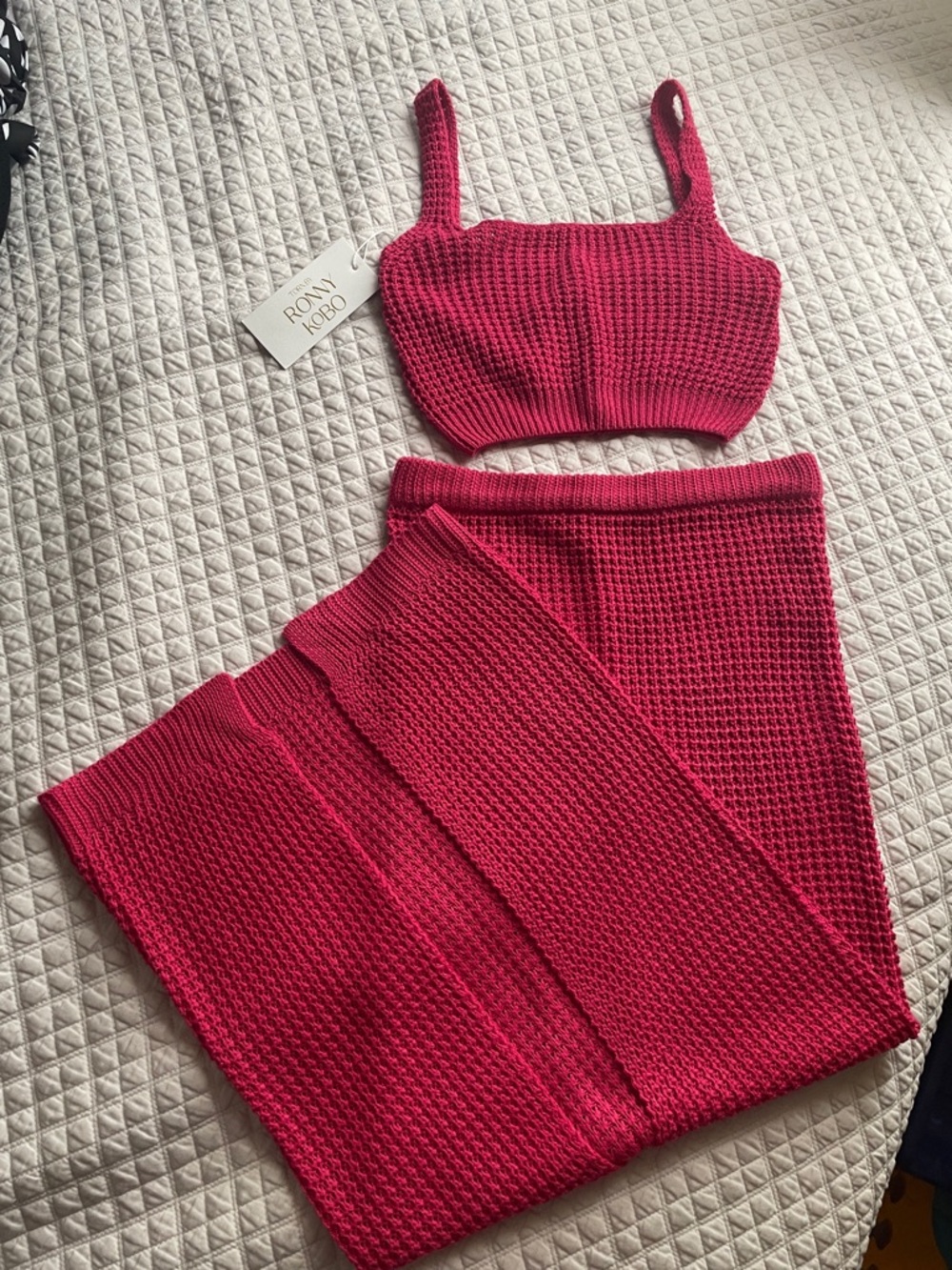Torn by Ronny Kobo Fuchsia Knit Maxi two piece